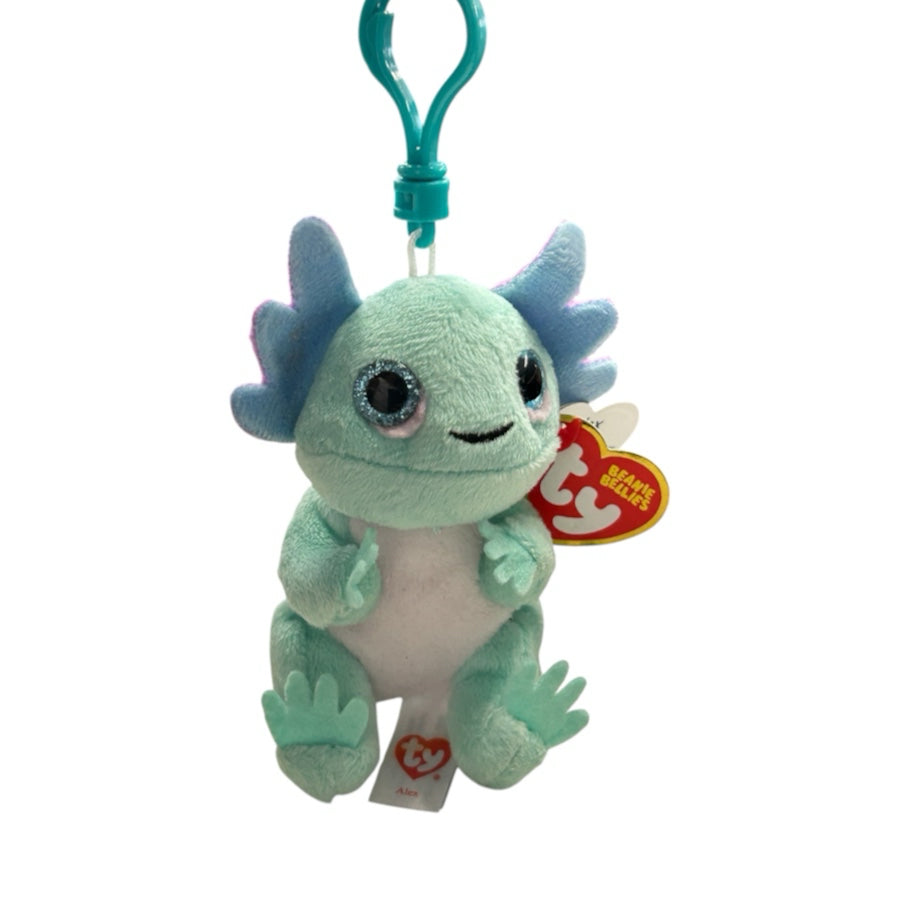 TY Beanie Beillies Alex Axolotl Plush Clip Keychain Beanie Babies NWT