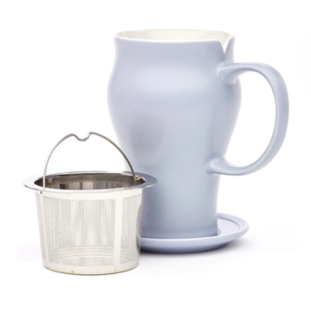 Satin Tea Mug London Fog with stainless steel tea filter BRAND NEW! | Finer Things Resale