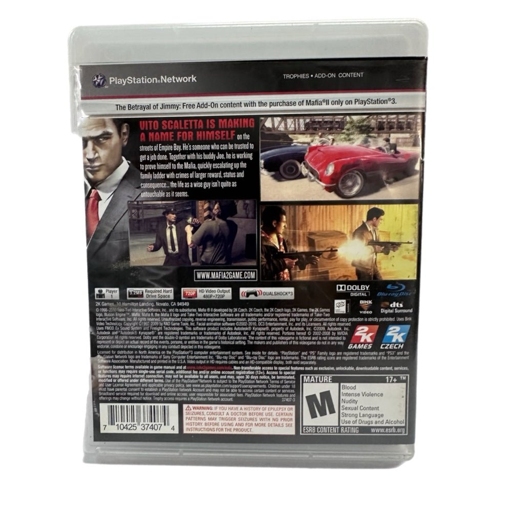 Mafia II The Betrayal of Jimmy Playstation 3 PS3 game 2010 Rated M 17+ | Finer Things Resale