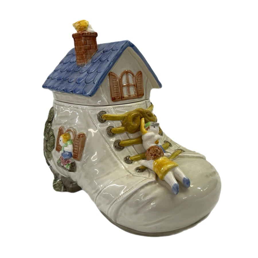 Fitz & Floyd Old Lady Who Lived in a Shoe Ceramic Cookie Jar VINTAGE 1986