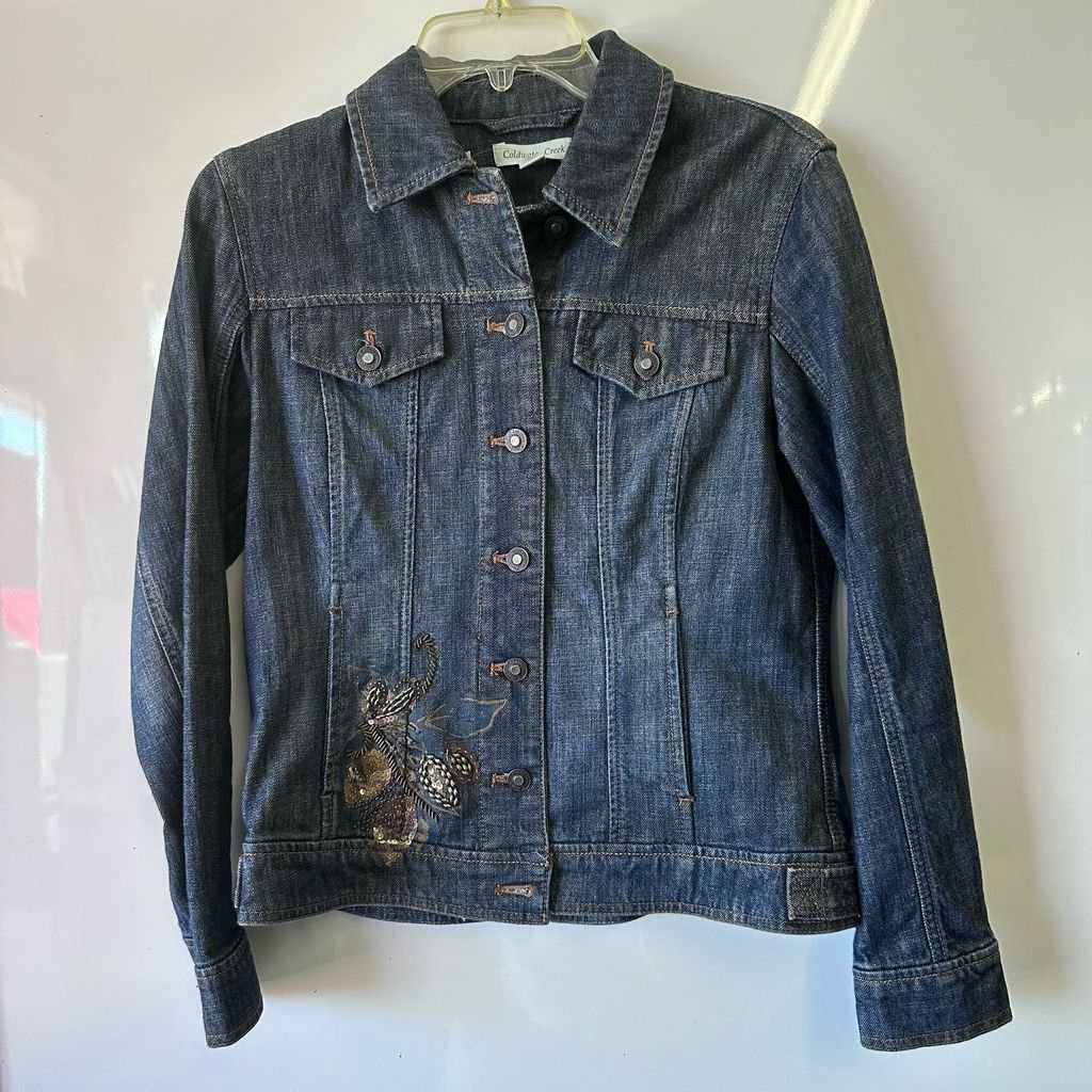 Coldwater Creek sequin beaded denim jacket SIZE 4 | Finer Things Resale