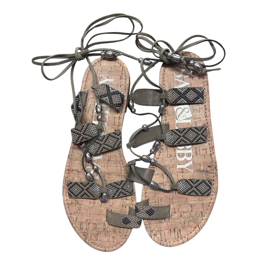 Sam & Libby Gladiator Sandals beaded thong flat SIZE 8.5