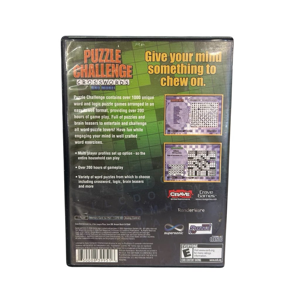 Puzzle Challenge Crosswords and More! Playstation 2 game Sony 2006 | Finer Things Resale