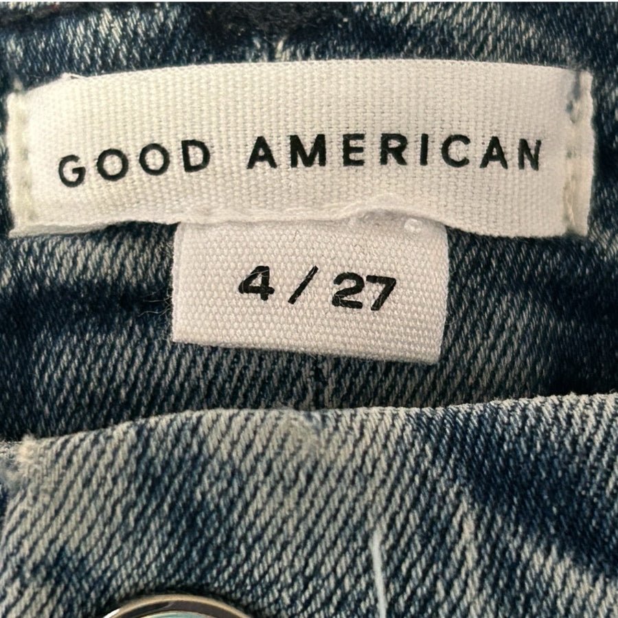 Good American distressed skinny leg high waisted Mom jeans SIZE 4 / 27 | Finer Things Resale