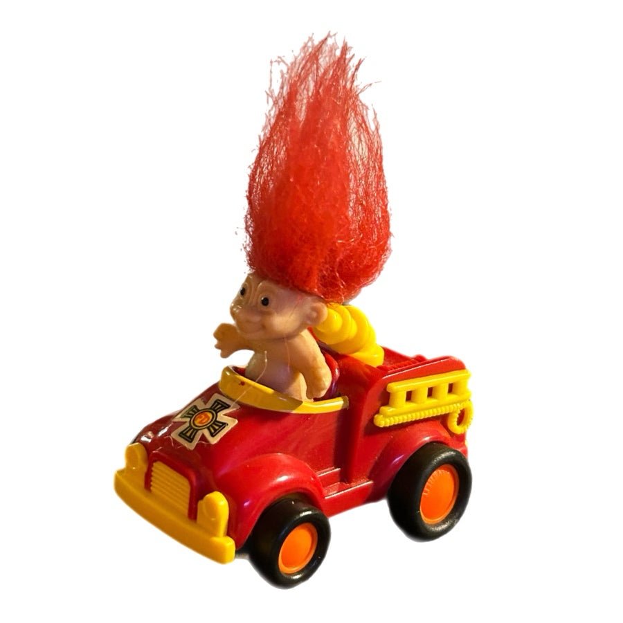 Russ Berrie Fireman Troll  Fire Truck Pull Back Toy 2014483  VINTAGE 1990's | Finer Things Resale