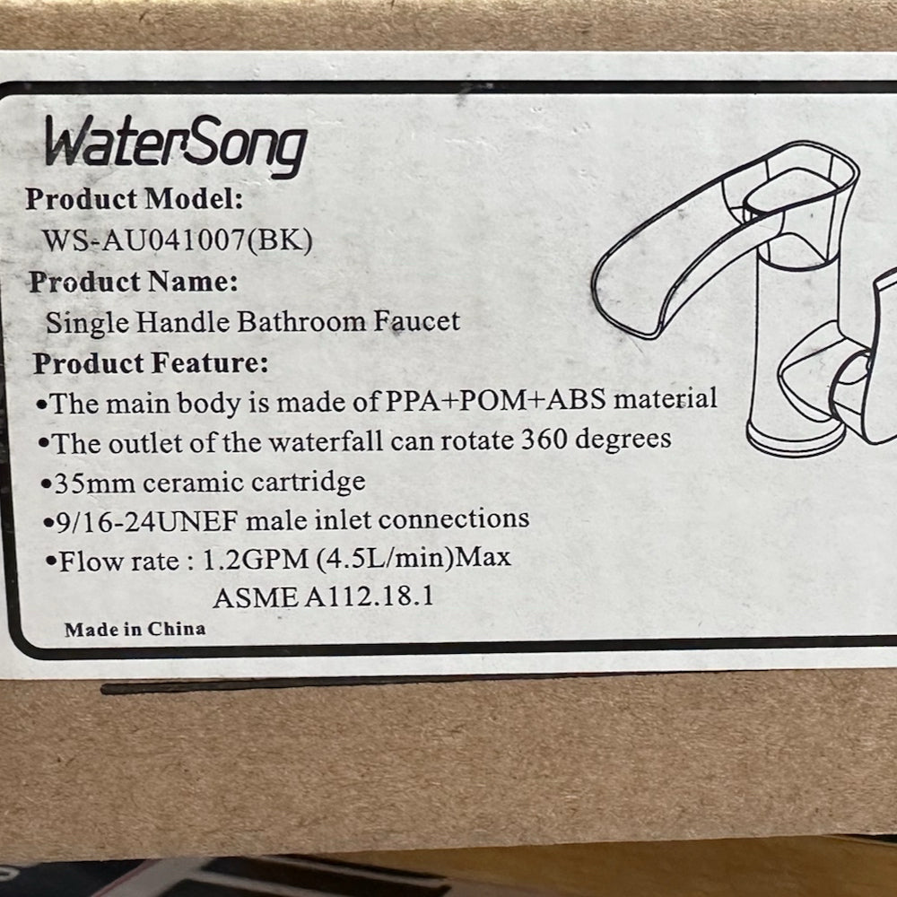 WaterSong Single Handle Bathroom Basin Faucet waterfall spout  Matte Black NEW! | Finer Things Resale