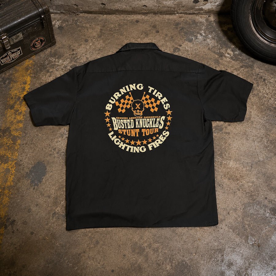 Dickies Busted Knuckles Stunt Tour Work Shirt Mechanic Skull SIZE 2XL | Finer Things Resale