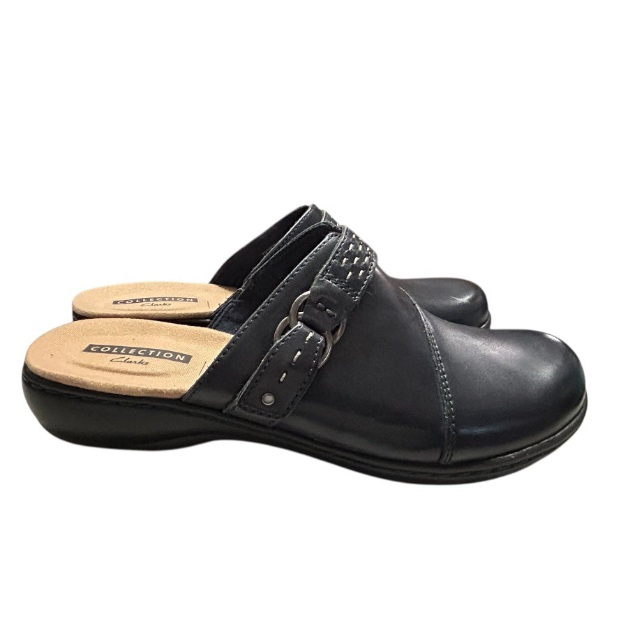 Clarks Leisa Sadie Navy Leather Mules Clogs Slides SIZE 9M BRAND NEW! | Finer Things Resale