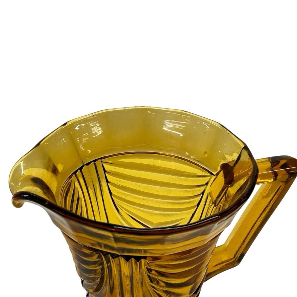 Sowerby Art Deco Amber Glass Pitcher Jar Jug 7" | Finer Things Resale