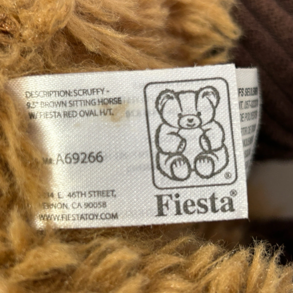 Fiesta Scruffy Brown Sitting Horse stuffed animal plush
