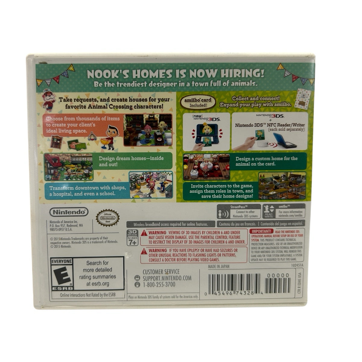 Animal Crossings Happy Home Designer Nintendo 3DS Game CIB Lottie Amiibo Card
