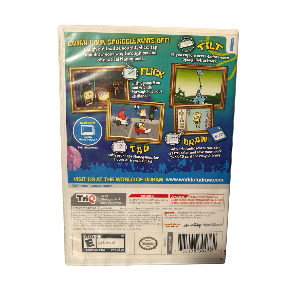 Spongebob Squigglepants UDraw Nintendo Wii game Nickelodeon CIB THQ 2011 Rated E