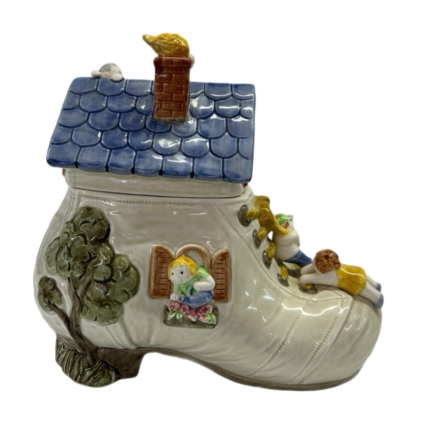 Fitz & Floyd Old Lady Who Lived in a Shoe Ceramic Cookie Jar VINTAGE 1986