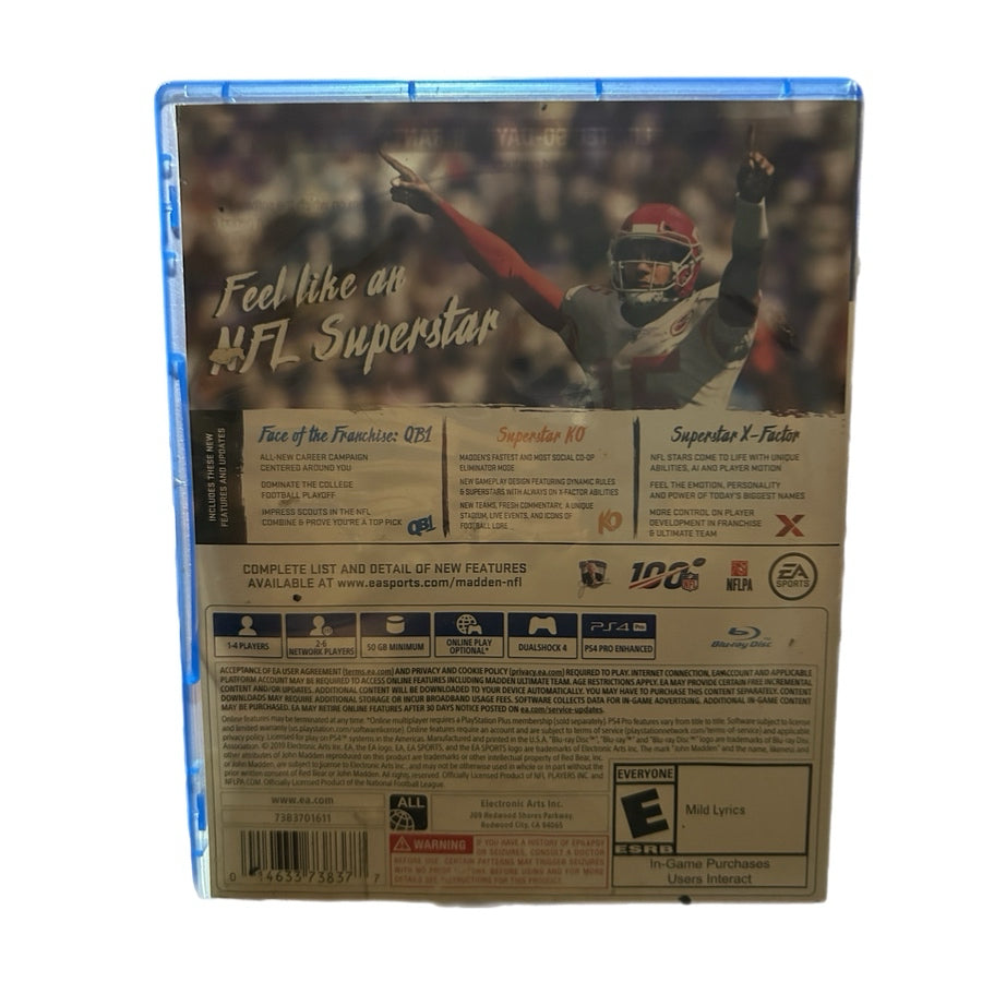 Madden NFL 20 Playstation 4 PS4 EA Sports Patrick Mahomes Football Rated E