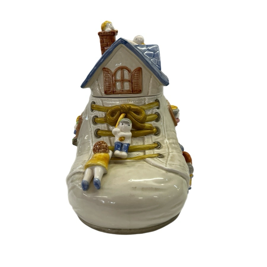 Fitz & Floyd Old Lady Who Lived in a Shoe Ceramic Cookie Jar VINTAGE 1986