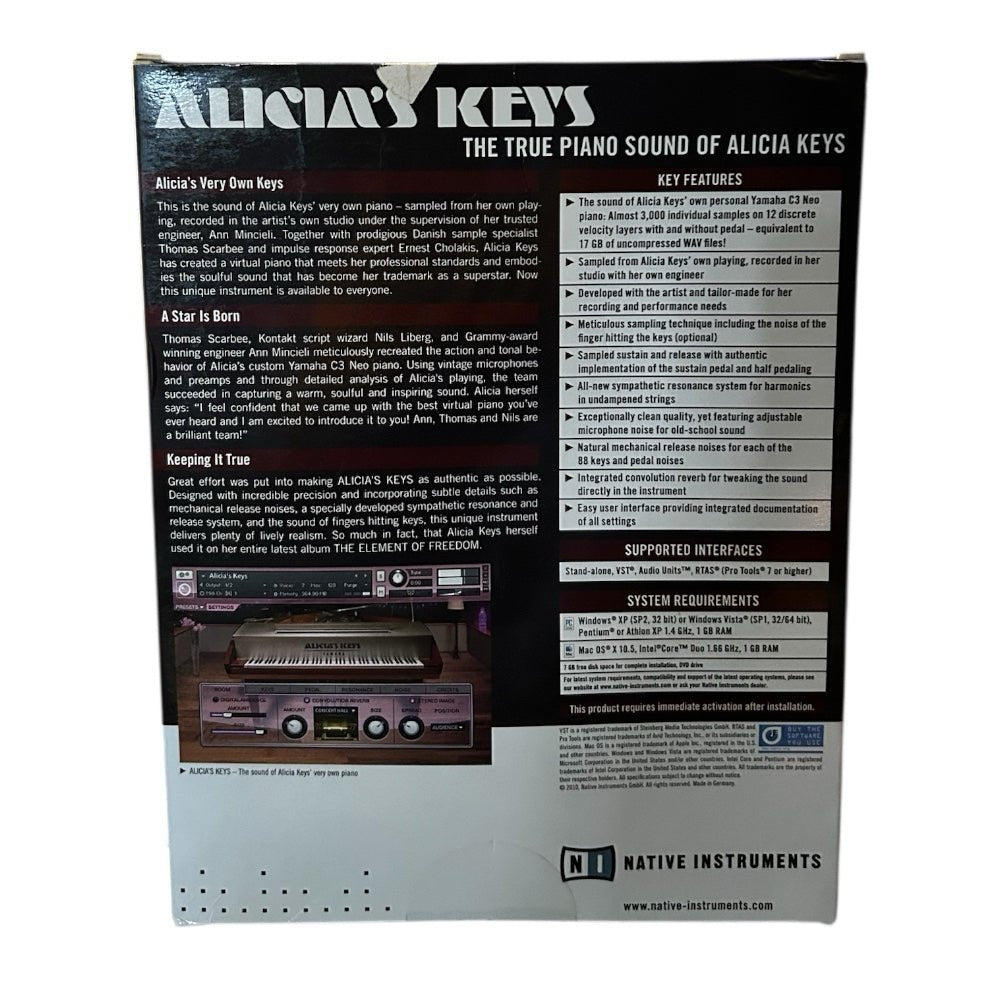 Native Instruments Alicia's Keys The True Piano Sounds of Alicia Keys | Finer Things Resale