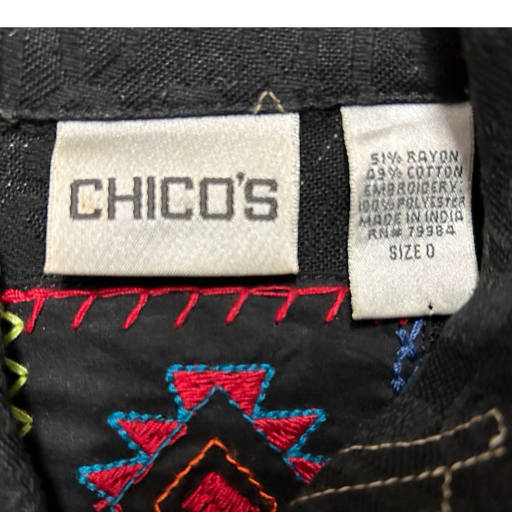 Chico's Boho Embroidery Stitched Jacket SIZE 0/XS VINTAGE! | Finer Things Resale