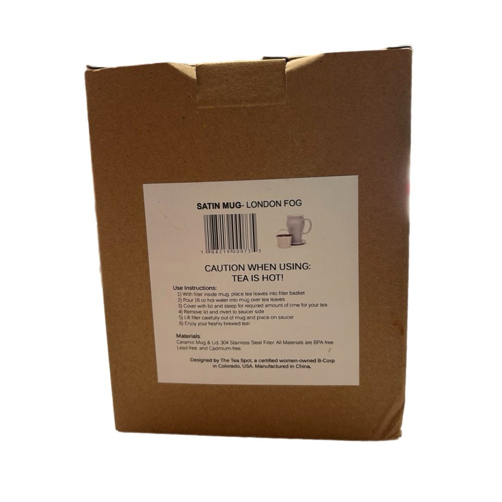 Satin Tea Mug London Fog with stainless steel tea filter BRAND NEW! | Finer Things Resale