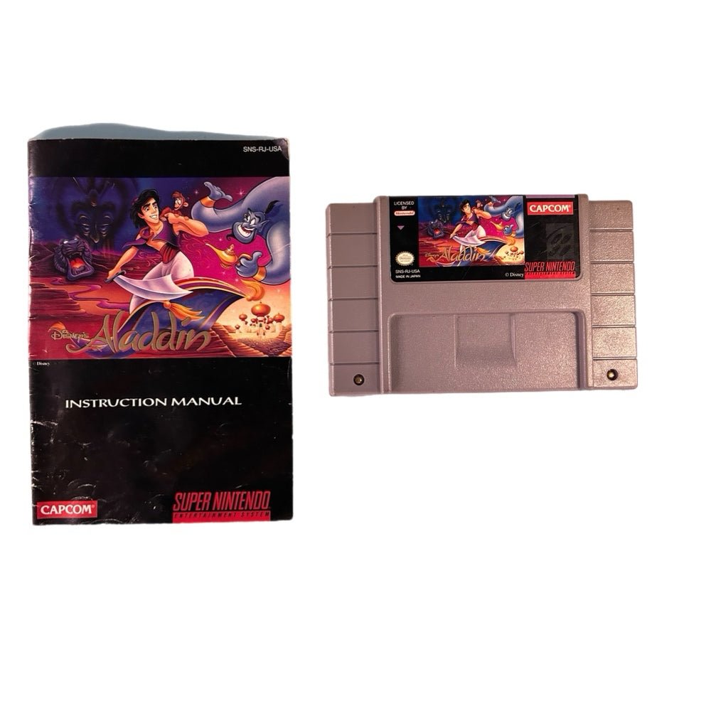 Disney Aladdin Super Nintendo SNES game with instructions Capcom 1993 | Finer Things Resale