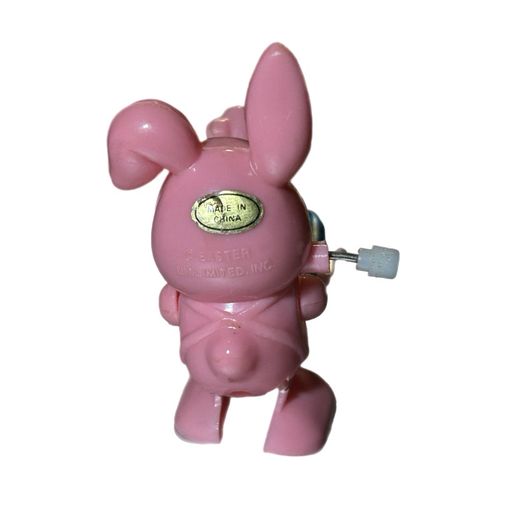 Vintage Easter Unlimited Wind-Up Pink Bunny Rabbit Mom Stroller Toy | Finer Things Resale
