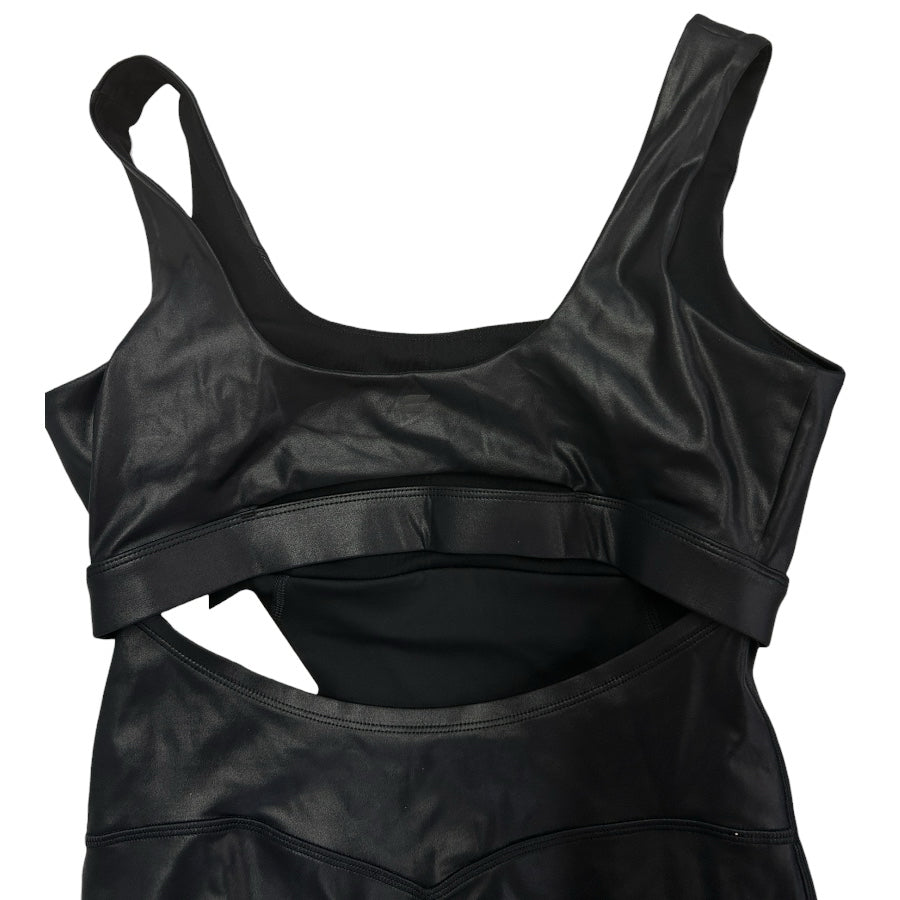 Fabletics Black Faux Leather Jumpsuit Sleeveless Skinny Legs SIZE M NWT! | Finer Things Resale