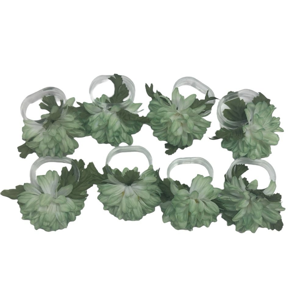 Artificial green flower napkin rings - set of 8 | Finer Things Resale