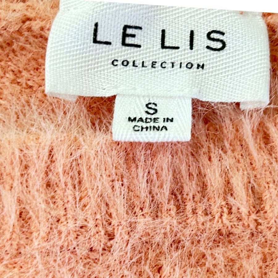 LE LIS Collection Fuzzy Eyelash Knit Cropped Pink Sweater SIZE SMALL | Finer Things Resale
