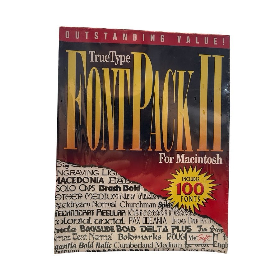 MacSoft TrueType FontPack II Macintosh Font Software Factory Sealed VINTAGE 1995 | Finer Things Resale