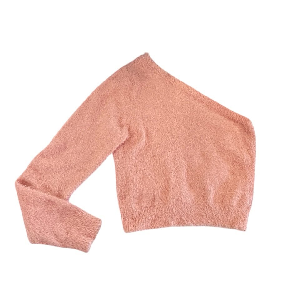 LE LIS Collection Fuzzy Eyelash Knit Cropped Pink Sweater SIZE SMALL | Finer Things Resale