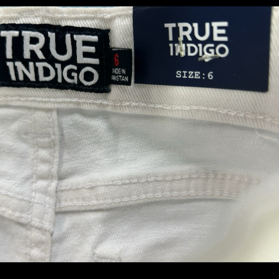 True Indigo White Slim Stretch Distressed Denim Moto Jeans Boys size 6 NWT!