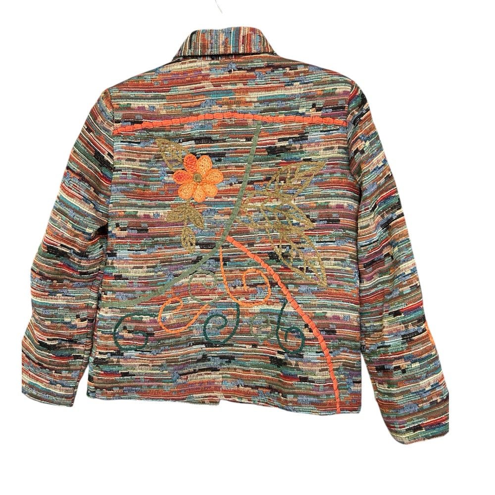 Coldwater Creek Colorful Flower Embroidered Jacket Coat RETRO PETITE SMALL | Finer Things Resale