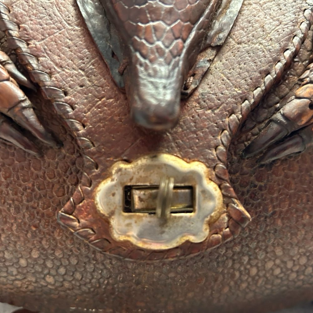 vintage full body leather armadillo purse handbag vintage  1960'