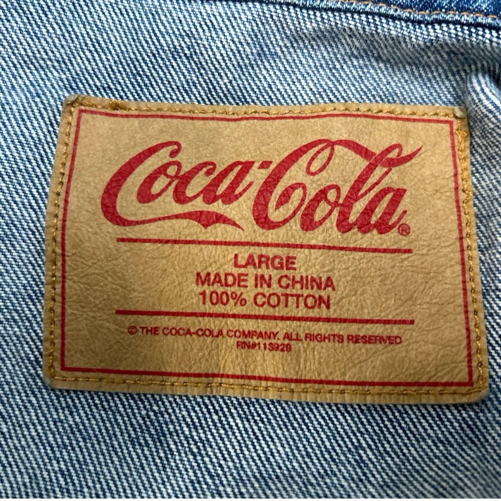 Coca-Cola Coke Blue Jean Denim Jacket Trucker Coat SIZE LARGE | Finer Things Resale