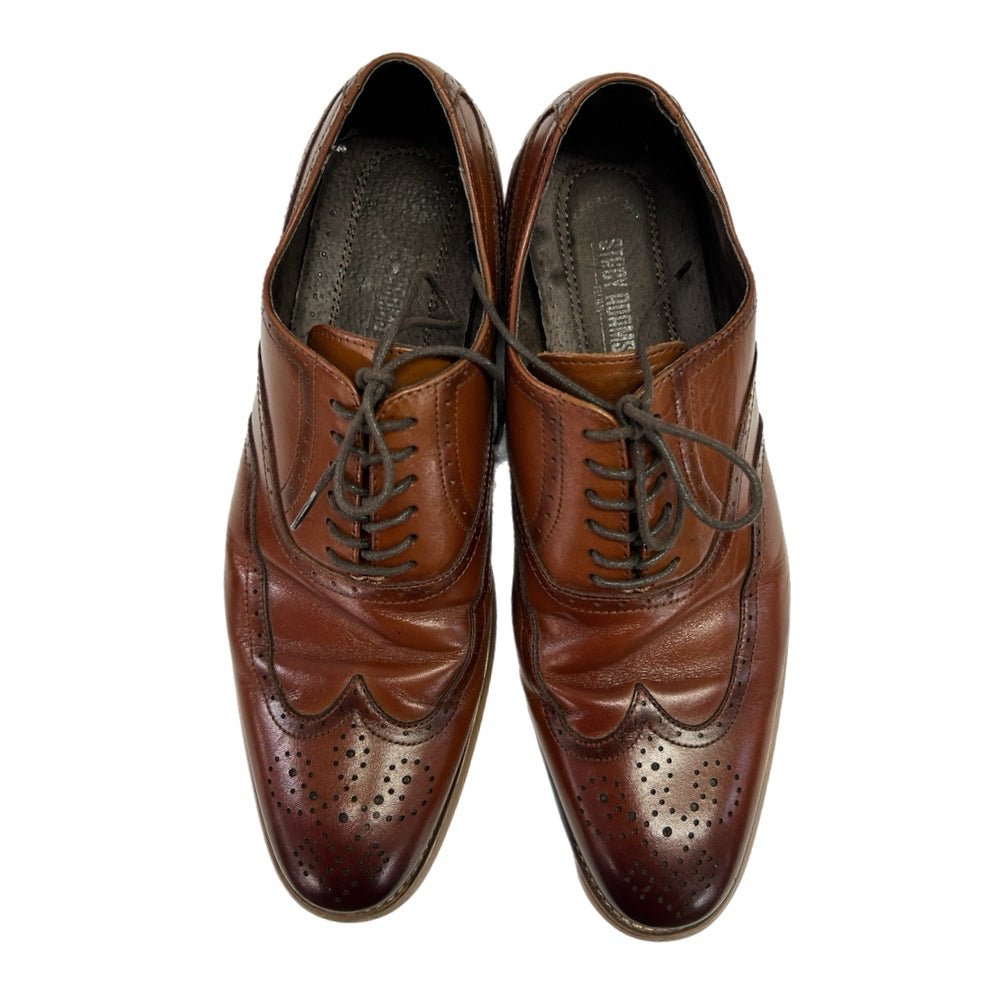Stacy Dunbar Cognac Leather WIngtop Oxford Dress Shoes 25064 Mens size 12M | Finer Things Resale