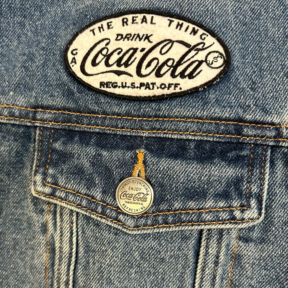 Coca-Cola Coke Blue Jean Denim Jacket Trucker Coat SIZE LARGE | Finer Things Resale