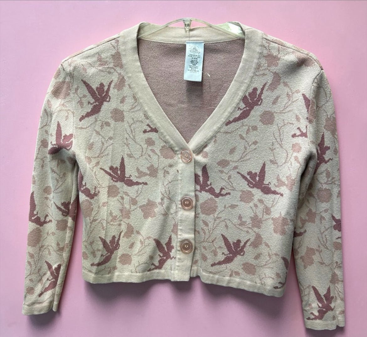 Disney Tinkerbell long sleeve print cardigan sweater SIZE SMALL | Finer Things Resale