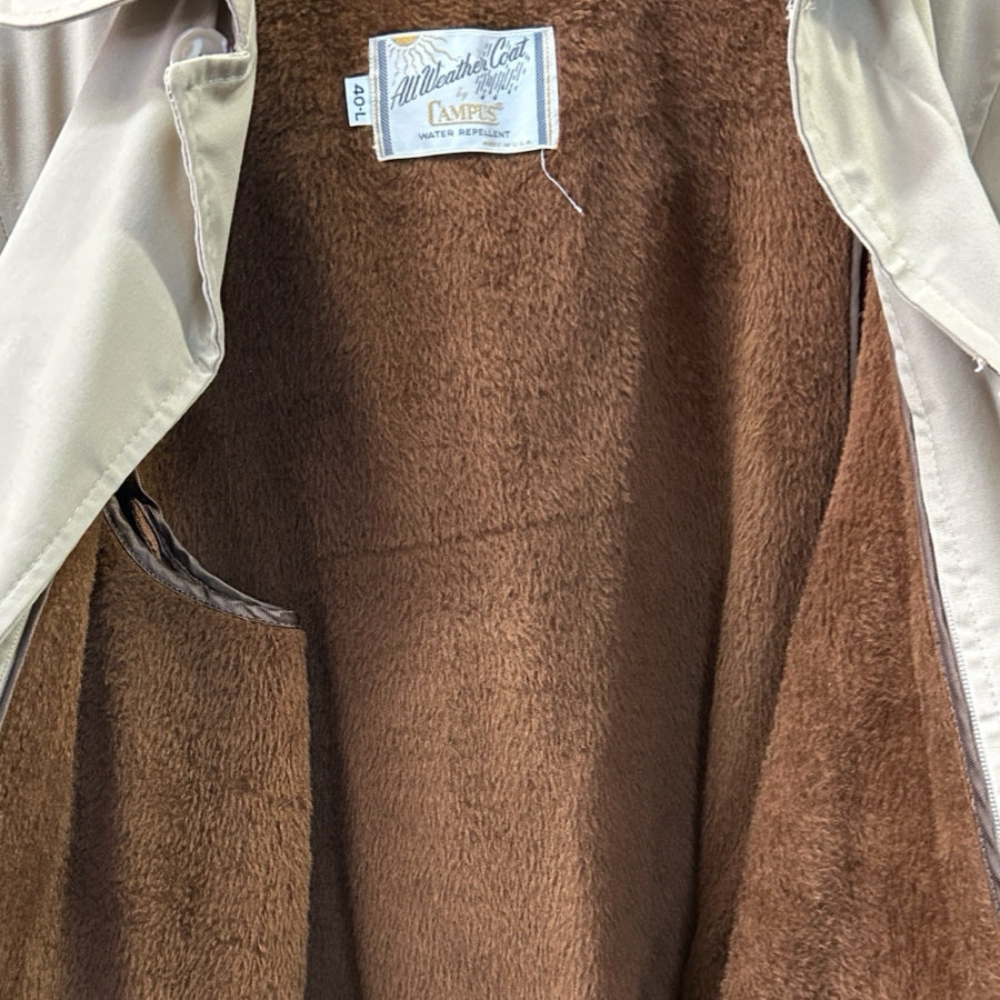 Vintage Campus All Weather Men's Car Overcoat Coat Size 40L 1960's Made in USA