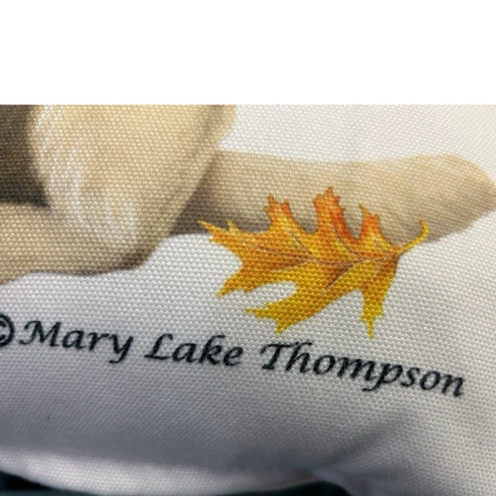 Mary Lake Thompson Yellow Lab & Cat Autumn Leaves Throw Pillow | Finer Things Resale