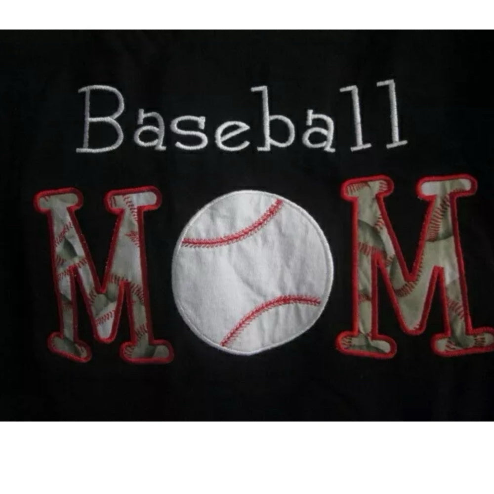 Baseball Mom custom embroidery applique short sleeve shirt SIZE LARGE