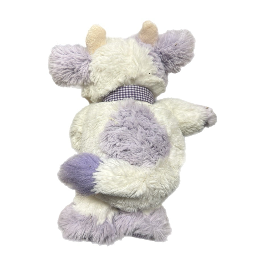Animal Adventure Cow Plush Stuffed Animal 12" Purple Gingham Bow 2006