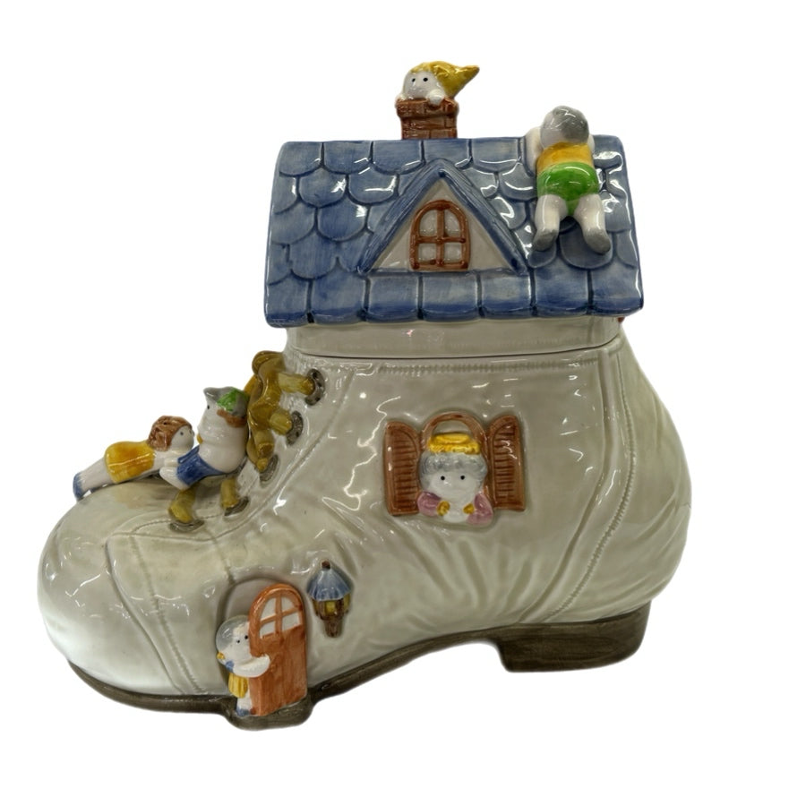 Fitz & Floyd Old Lady Who Lived in a Shoe Ceramic Cookie Jar VINTAGE 1986