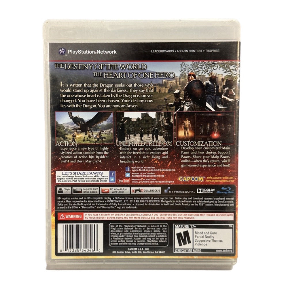 Dragon's Dogma Playstation 3 PS3 game 2012 Rated M 17+