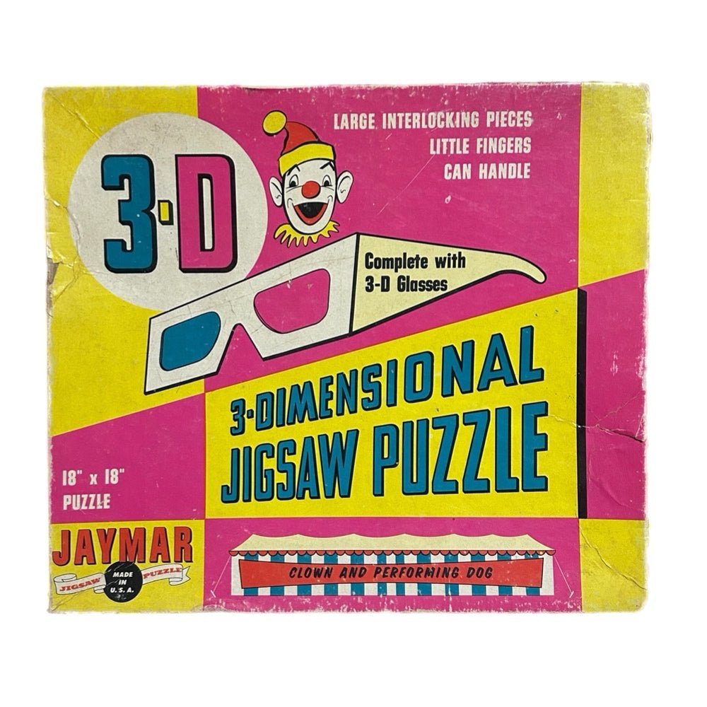 Jaymar 3-D Dimensional Clown & Performing Dog jigsaw puzzle VINTAGE 1950s | Finer Things Resale