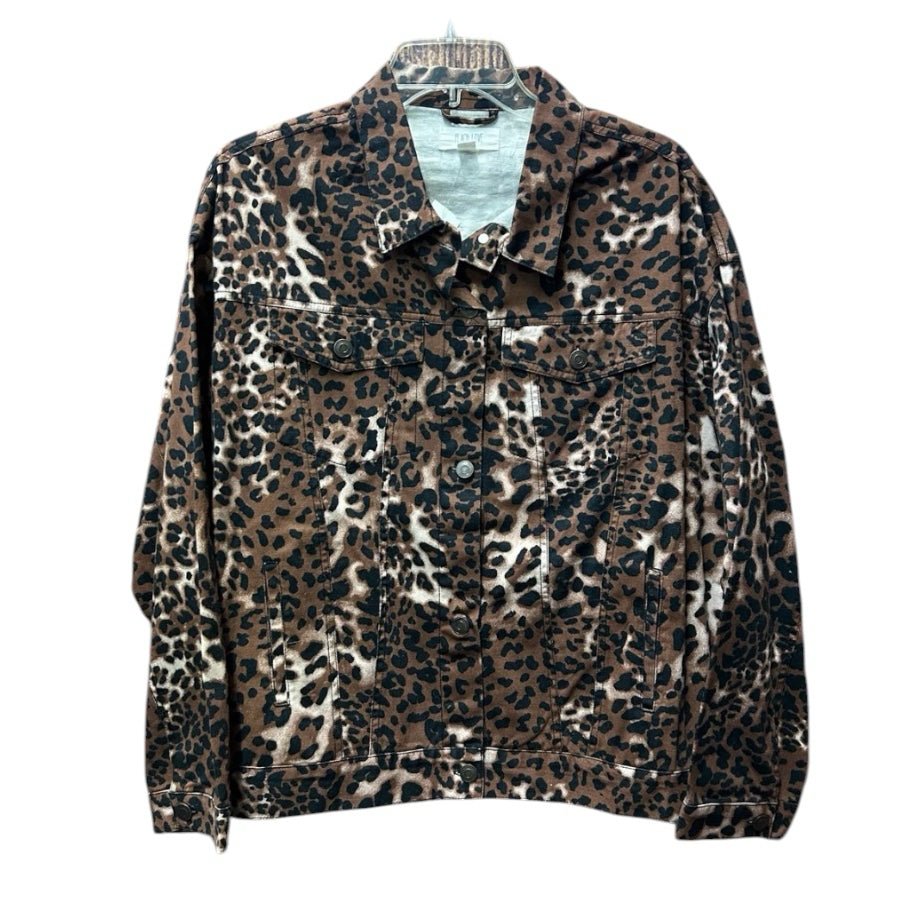 Peach Love leopard print jacket SIZE LARGE | Finer Things Resale