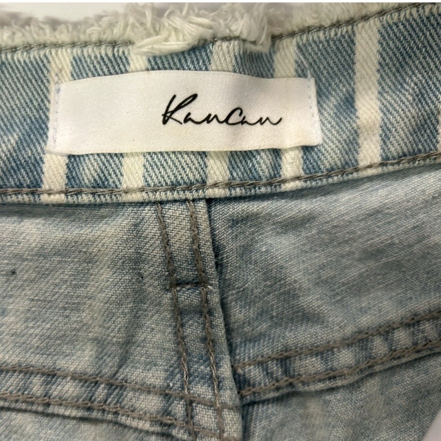 Kancan Striped Distressed Denim Cut-off Shorts SIZE MEDIUM | Finer Things Resale