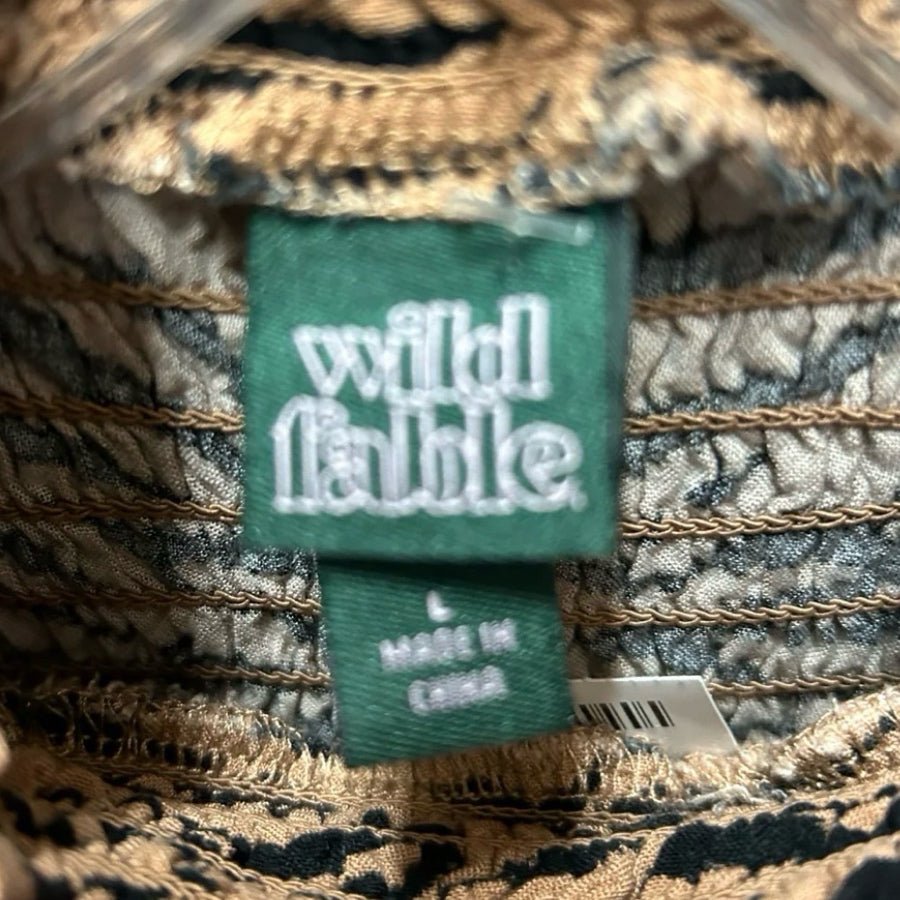Wild Fable Zebra Print Crop Mock Neck Long Sleeve Stretch Blouse Shirt SIZE L | Finer Things Resale