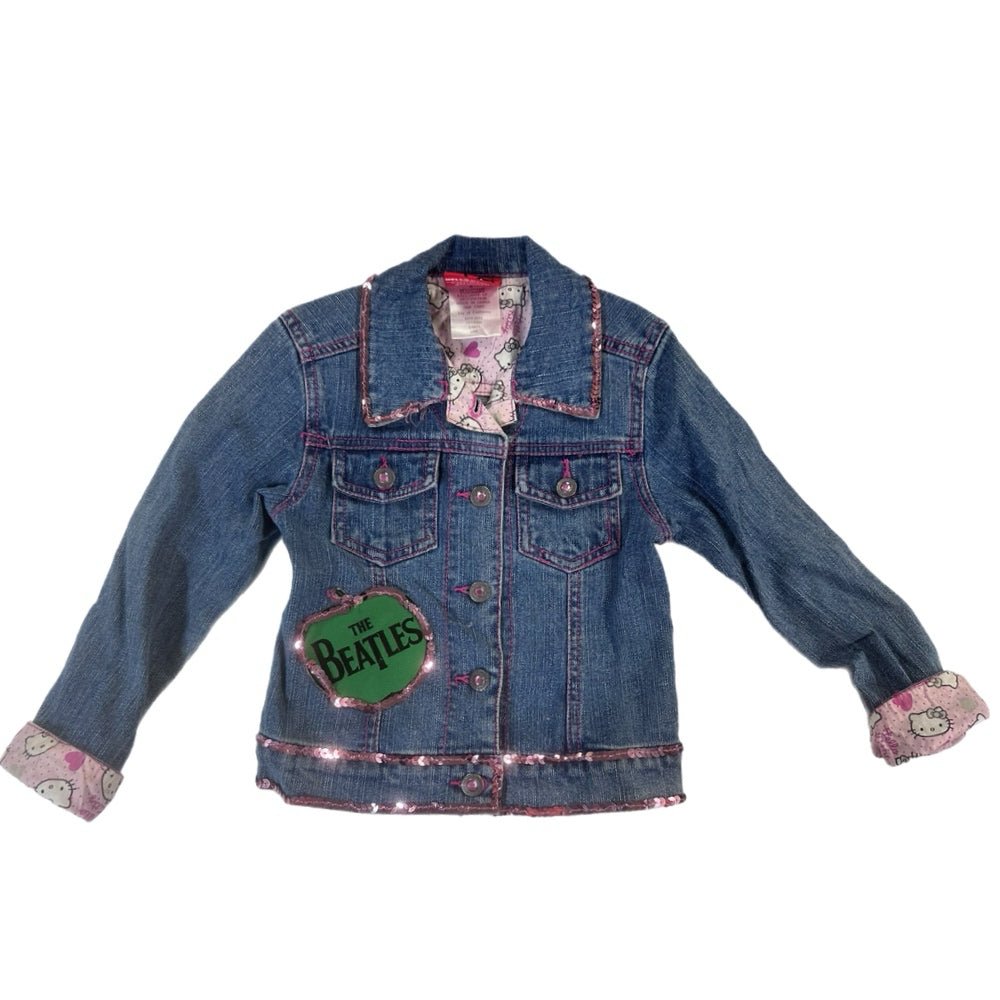 Hello Kitty rhinestone denim jean jacket SIZE 4 | Finer Things Resale