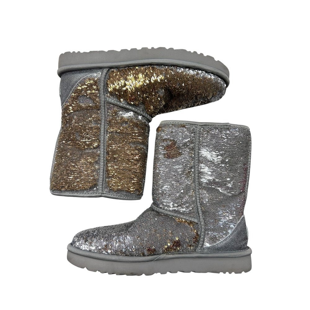 UGG Classic Short Cosmos Sequin Boots Silver Gold SIZE 9 | Finer Things Resale