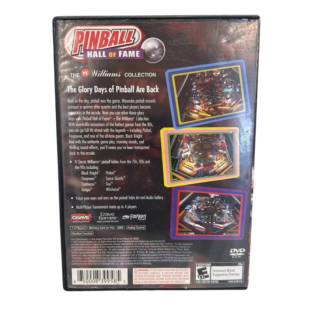 Pinball Hall of Fame The Williams Collection Playstation 2 PS2 game Sony 2008 | Finer Things Resale