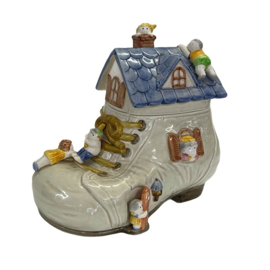 Fitz & Floyd Old Lady Who Lived in a Shoe Ceramic Cookie Jar VINTAGE 1986
